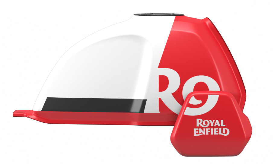 royal enfield scram 411 white flame colour tank